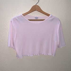 Vintage ribbed baby pink crop top